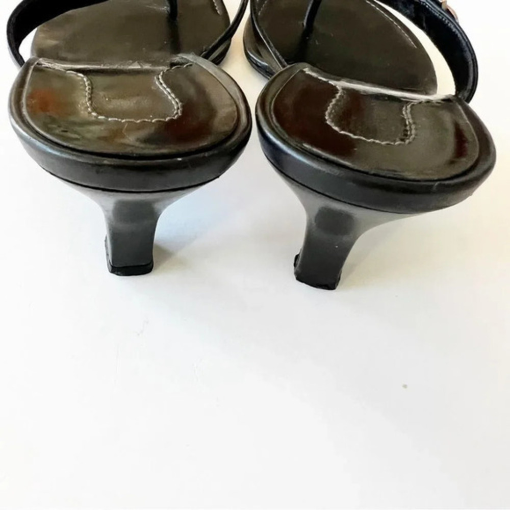 Salvatore Ferragamo Size 7C Black Leather Strappy Sandal Equestrian Hardware Y2K - Picture 8 of 14